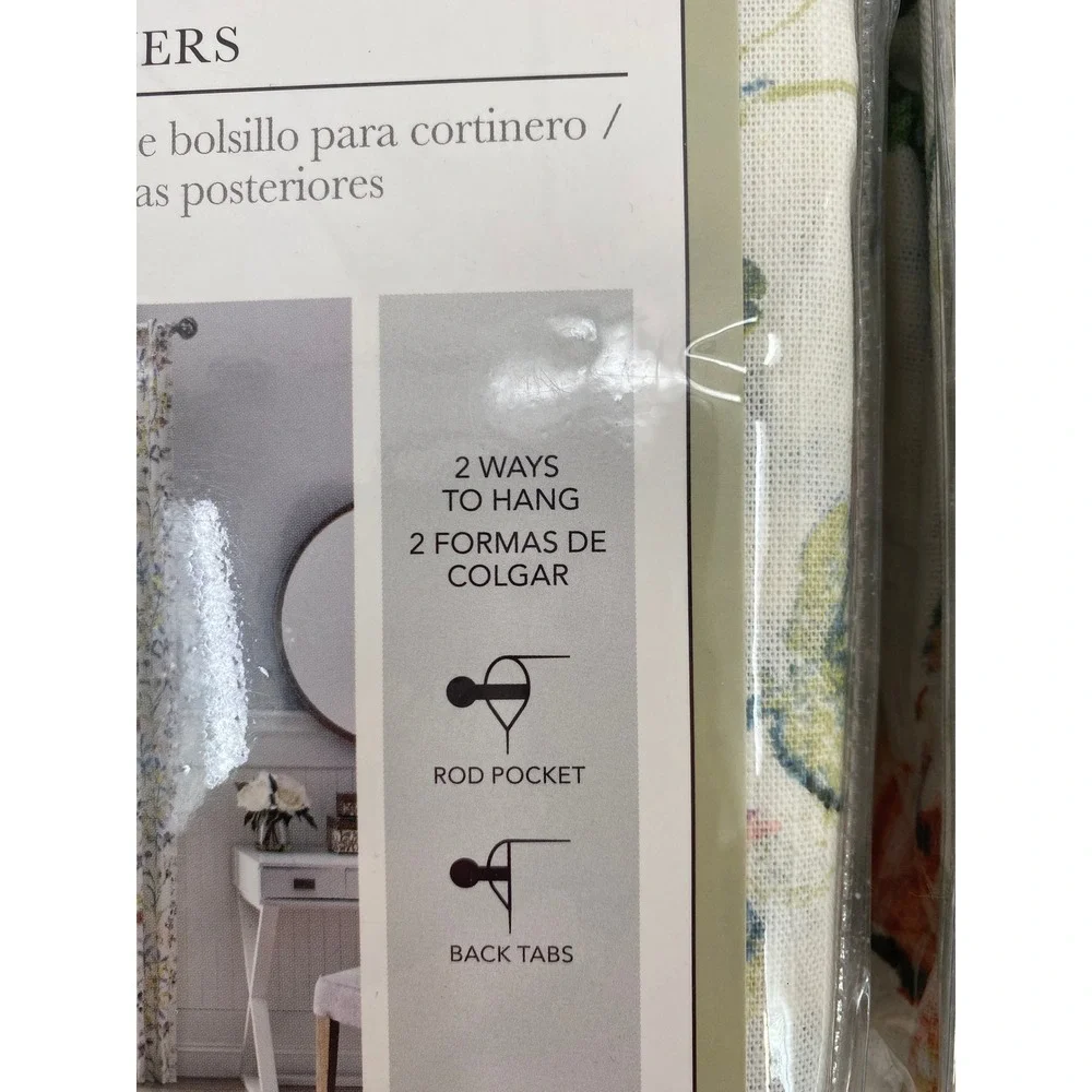 Allen + Roth Sommers Floral Curtain Panels 50x84 (Set of 2) Cream Cotton Linen